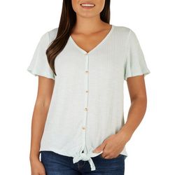 French Laundry Womens Tie Front Short Sleeve Top