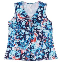 Coral Bay Womens Floral V-Neck Ring Sleeveless Top