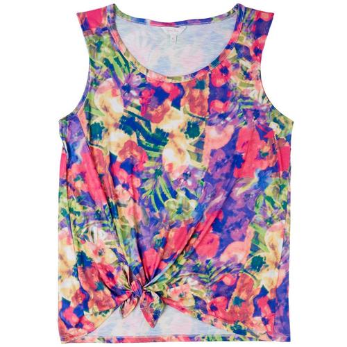 Coral Bay Womens Print Side Tie Sleeveless Top