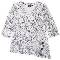Onque Casual Womens Asymmetrical Floral Top