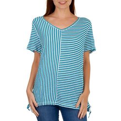 Onque Casual Womens Ruched Stripe Top