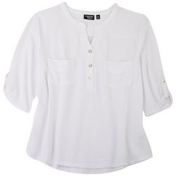 Onque Casual Womens Textured Solid Shirt