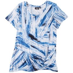 Onque Casual Womens Side Tie Short Sleeve Print Top