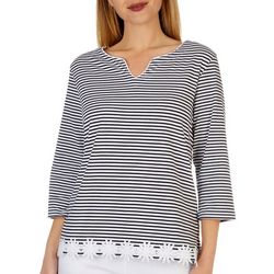 Onque Casual Womens Textured Drop Shoulder 3/4 Sleeve Top