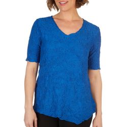 Onque Casual Womens Solid V-Neck 3/4 Sleeve Top