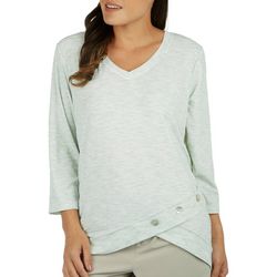 Womens 3/4 Sleeve Envelope Button Top