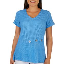 Onque Casual Womens Solid Texture Short Sleeve Top