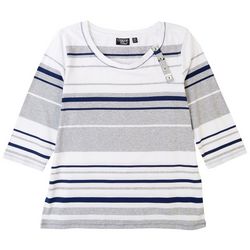 Onque Casual Womens Striped 3/4 Sleeve Top