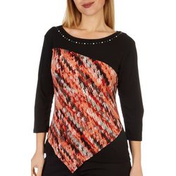 NY Collection Womens Knit Crepe 3/4 Sleeve Top