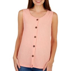 NY Collection Womens Henley Tank Top