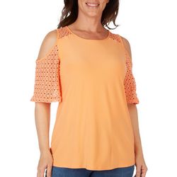 NY Collection Womens Cold Shoulder Short Sleeve Top