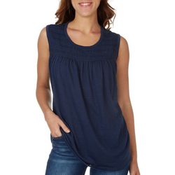 HARPER 241 Womwns Solid Smocked Sleeveless Top