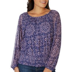 Harper 241 Womens Long Sleeve Round Neck Smocked Top