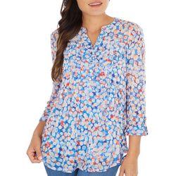 Womens Painted Bubbles Print 3/4 Sleeve Top