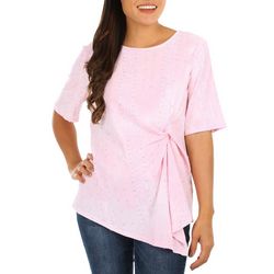 Womens Side Knot Round Neck Short Sleeve Top