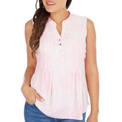 Coral Bay Womens Tie Dye Embellished Sleeveless Top
