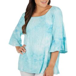 Coral Bay Womens Embellished 3/4 Bell Sleeve Top