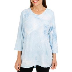 Womens Solid Embellished Tunic 3/4 Sleeve Top