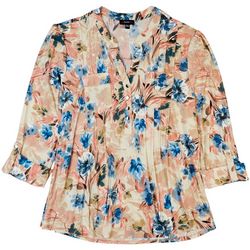 Cocomo Womens Floral Double Pocket 3/4 Sleeve Top