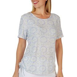 Emily Daniels Womens Ruched Short Sleeve Top