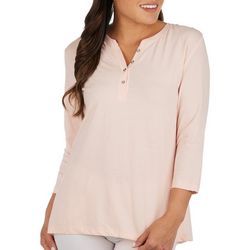 Coral Bay Womens 3/4 Sleeve Henley Top