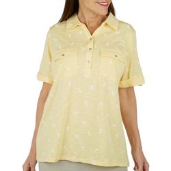Coral Bay Womens Heathered Pineapple Short Sleeve Polo