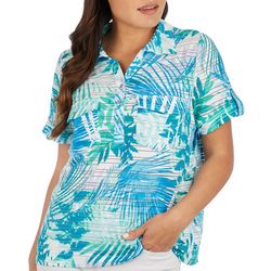 Coral Bay Womens Tropical Burnout Pocket Short Sleeve Polo