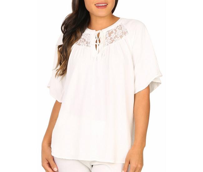 Piper Woven Cotton Embroidery Cut-Out Top In White
