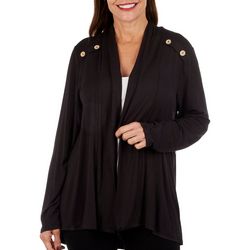 Cure Apparel Womens Solid Button Shoulder Open Cardigan
