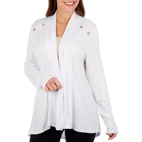 Cure Apparel Womens Solid Button Shoulder Open Cardigan