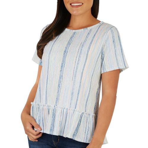 Cure Apparel Womens Striped Babydoll Short Sleeve Top