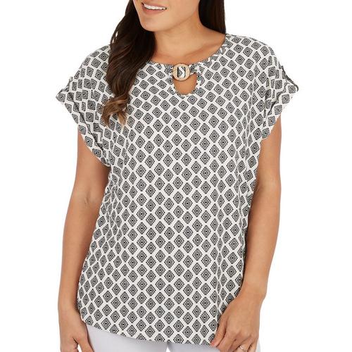 Womens Coconut Button Short Sleeve Top