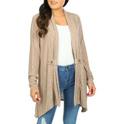 Womens Ribbed Knit Open Long Sleeve Cardigan