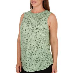 Cure Apparel Womens Dot Smocked Neck Sleeveless Top