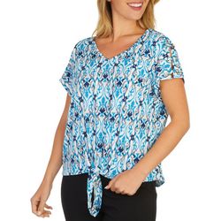 Cure Apparel Womens Round Neck Short Sleeve Tie Top