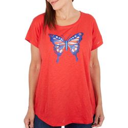 Womens Americana Butterfly Short Sleeve Top