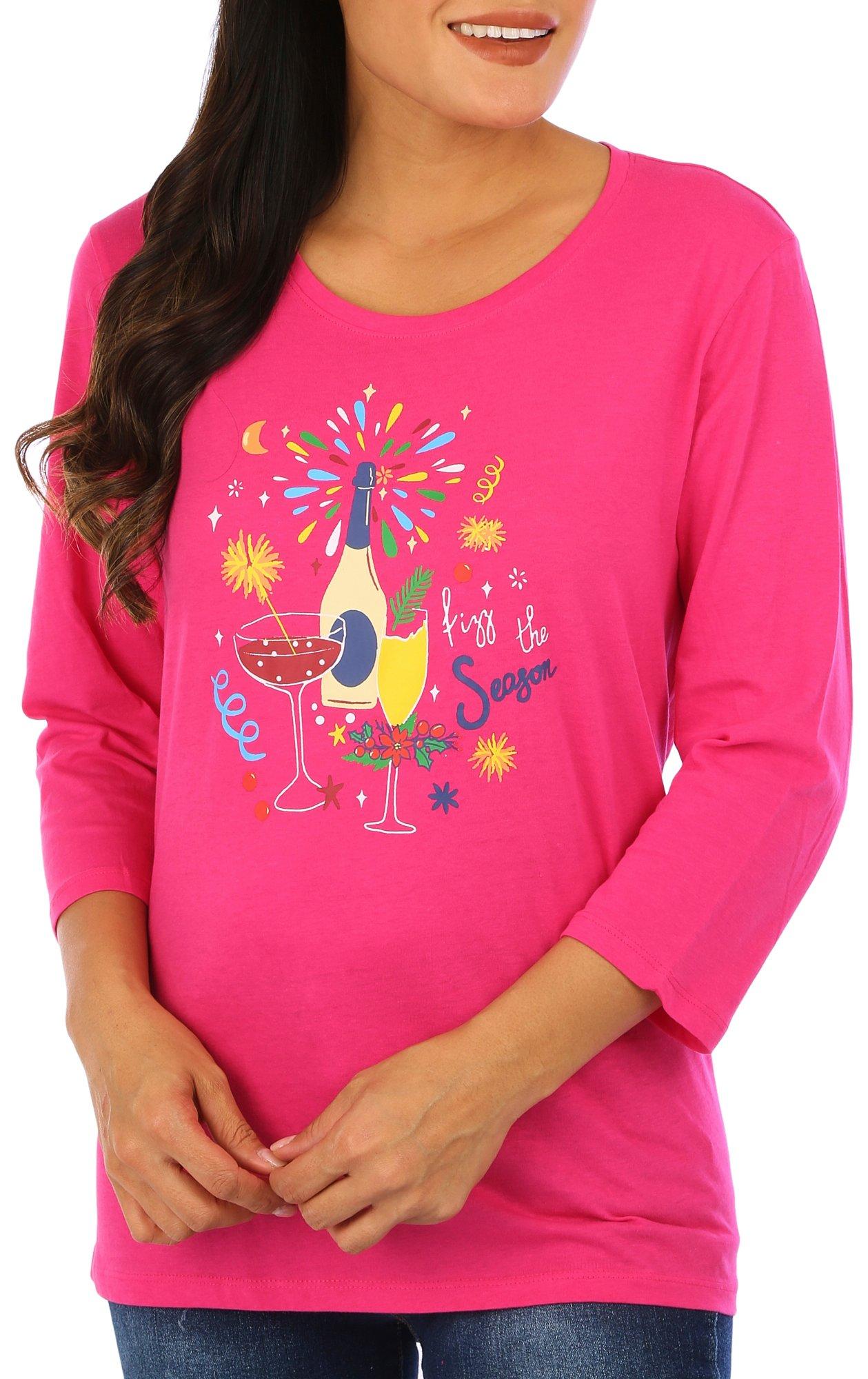 Kiwi Fresh Womens Fizz The Season Holiday 3/4 Sleeve Top