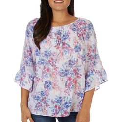 Counterparts Womens Floral Smock 3/4 Sleeve Top