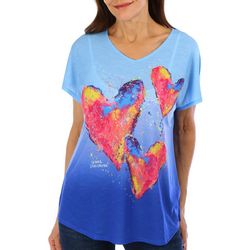 Leoma Lovegrove Womens Heart Print Short Sleeve Top