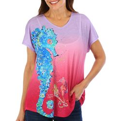 Leoma Lovegrove Womens Seahorse Print Short Sleeve Top