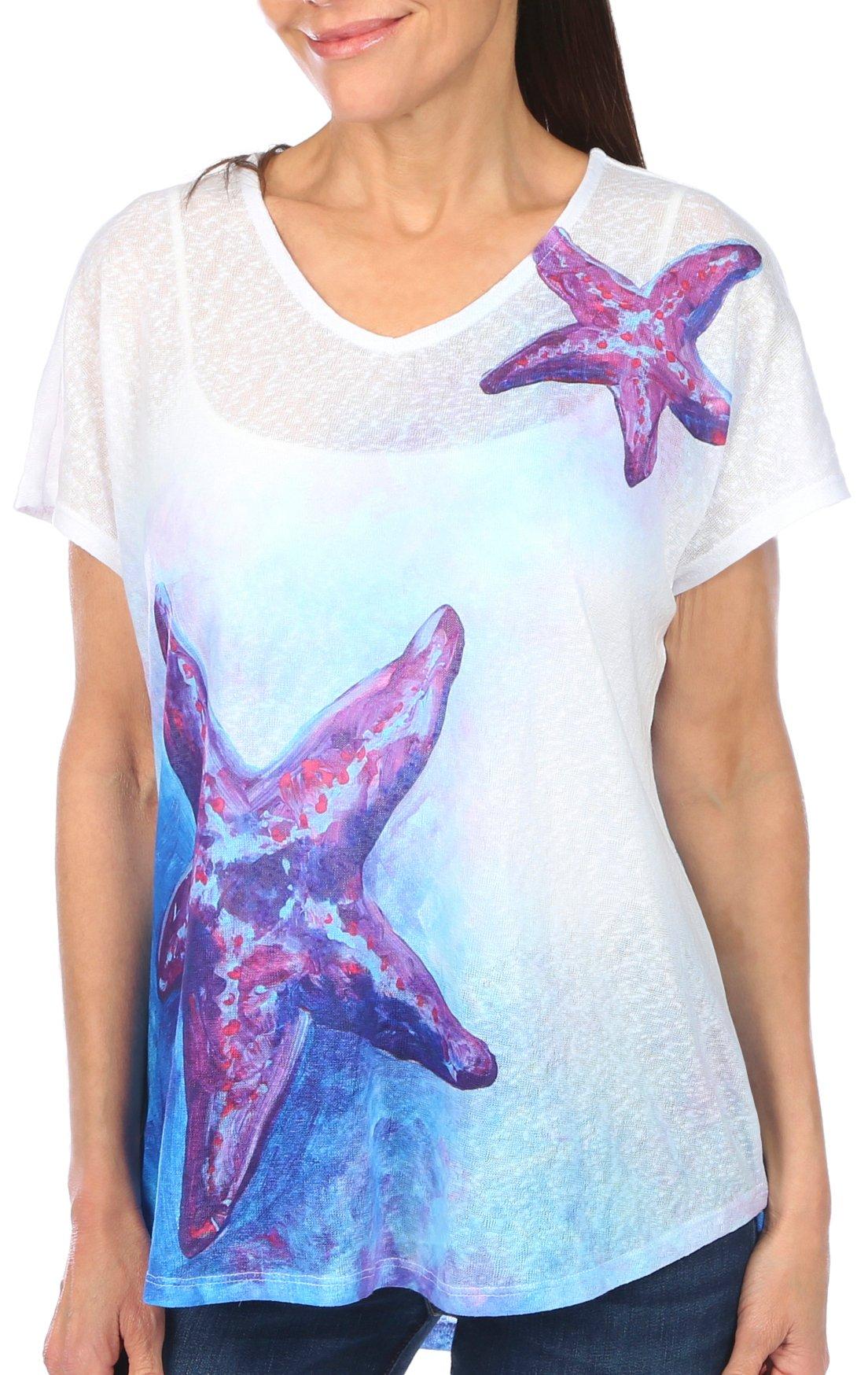 Womens Starfish Dolman Short Sleeve Top