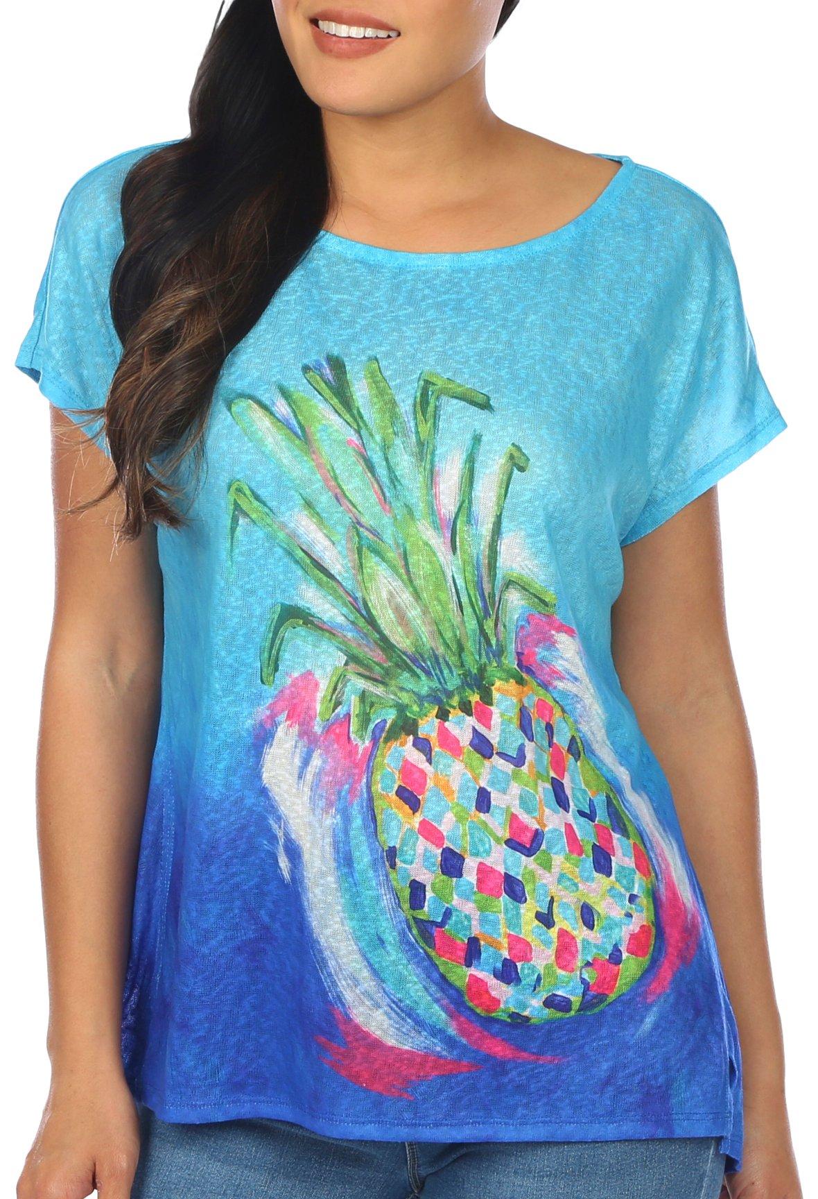 Art & Sol Womens Pineapple Short Sleeve Top