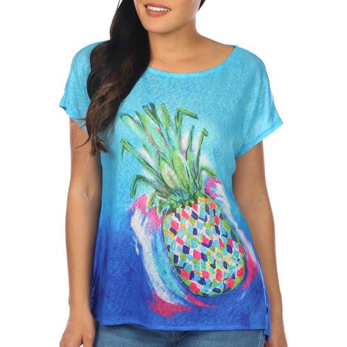 Art & Sol Womens Tropical Pineapple Dolman Short