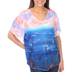Art & Sol Womens Sunset Sail Dolman Short Sleeve Top