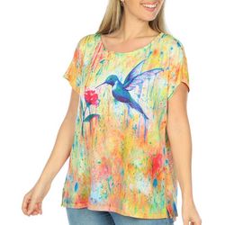 Art & Sol Womens Hummingbird Dolman Short Sleeve Top