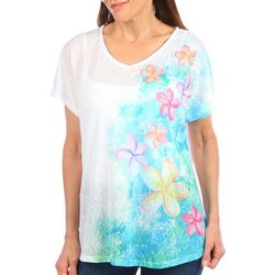 Art & Sol Womens Floral Dolman Short Sleeve Top