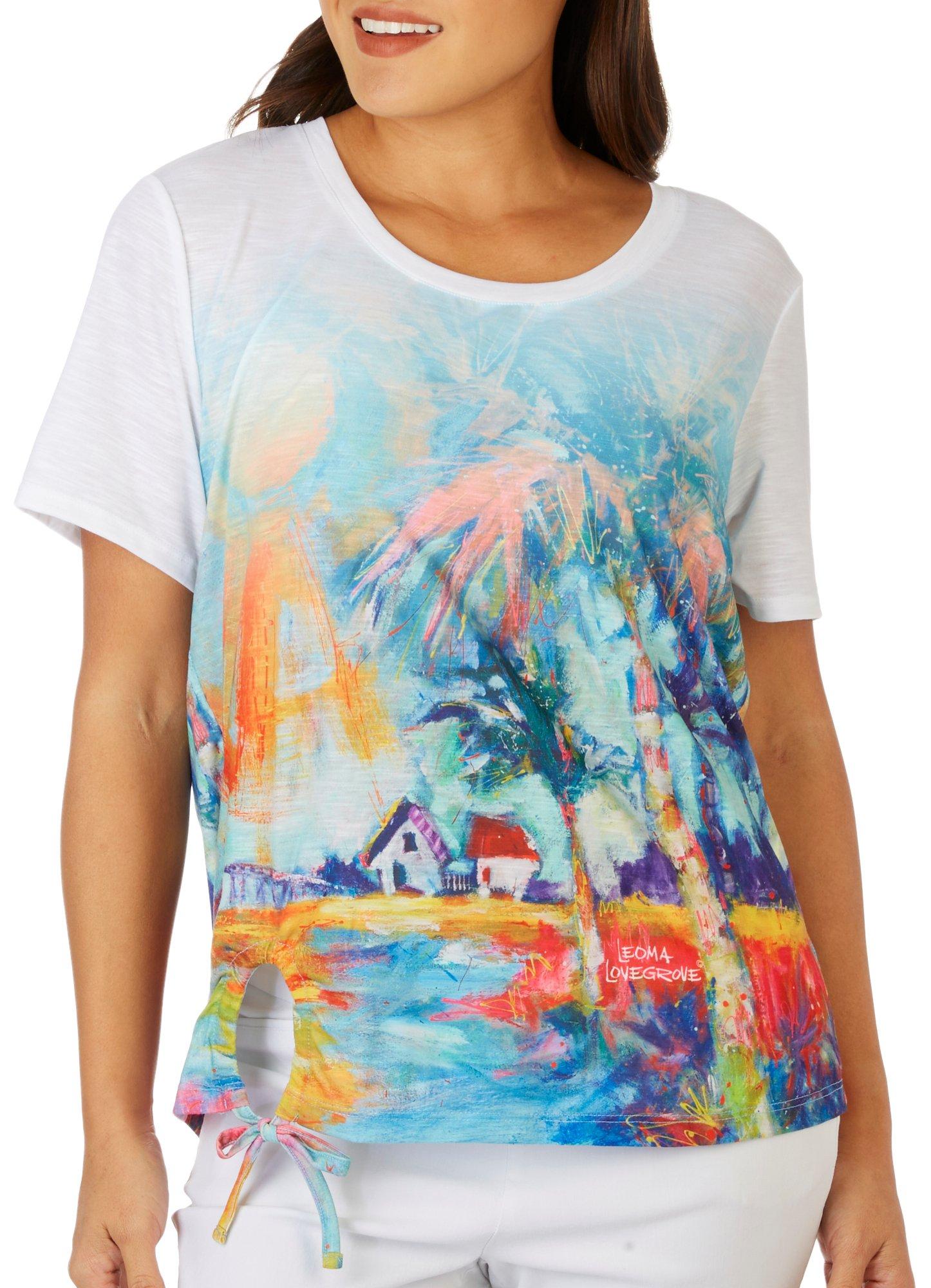 Womens Welcome Home Fireworks Short Sleeve Side Tie Top