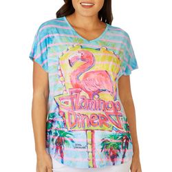 Womens Flamingo Diner Short Sleeve Top