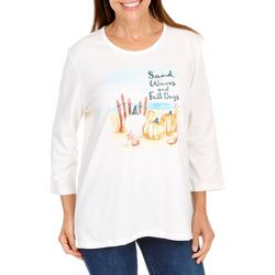 Coral Bay Womens 3/4 Sleeve Sand Waves and Fall Days Top