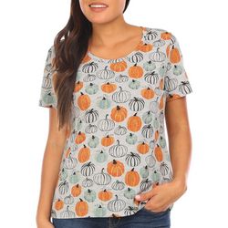 Coral Bay Womens Short Sleeve Pumpkin Harvest Top